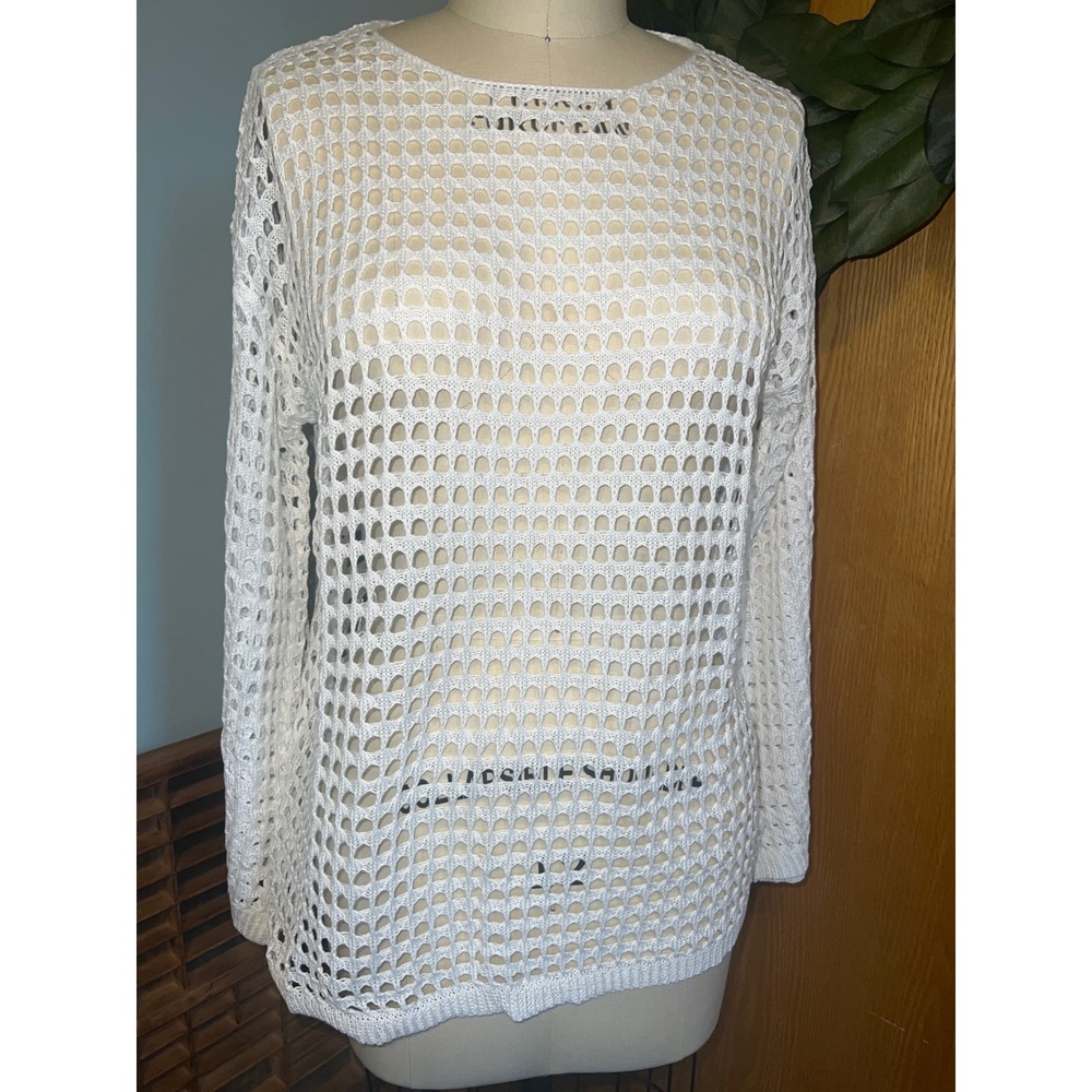 Cupshe White Crochet Knit Cover Up Top Beach Pool‎ Resort Vacation Size Med boho